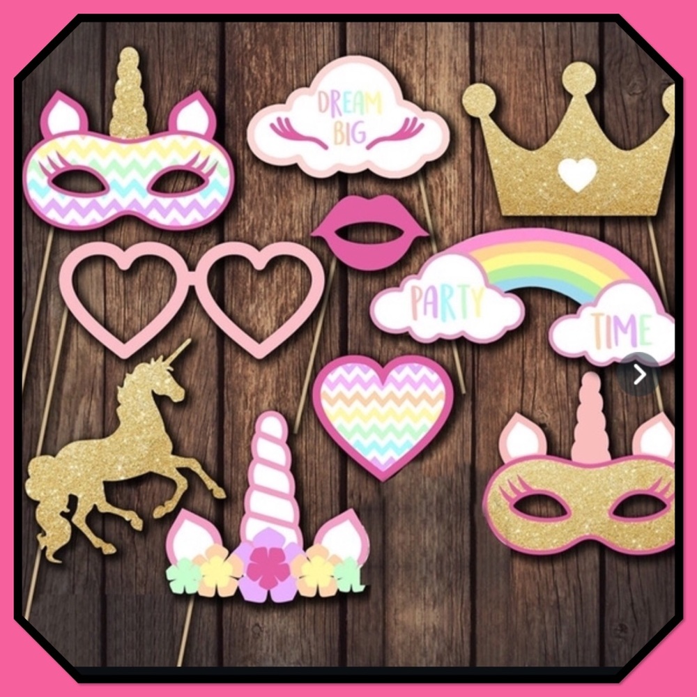 🦄New🦄 10 Piece Unicorn Photo Booth Props Set🦄